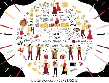 Illustration Set for Easy Use on Black Friday