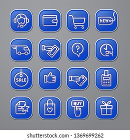 illustration of set e-commerce shop and business