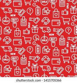 illustration of set e-commerce shop and business seamless pattern
