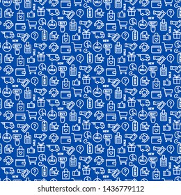 illustration of set e-commerce shop and business seamless pattern