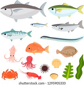 Illustration set of edible seafood