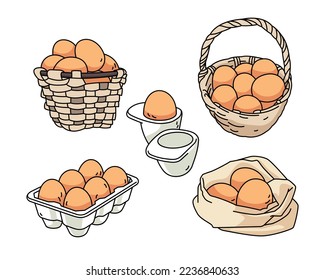 illustration set of egg with the container