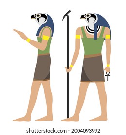Illustration set of Egyptian god (Horus) (white background, vector, cut out)