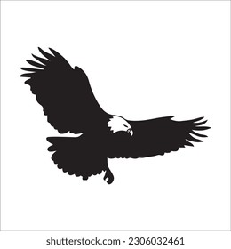 illustration with set of eight crow silhouettes isolated on white background ,black image