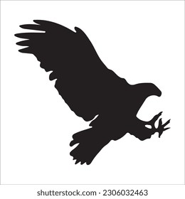illustration with set of eight crow silhouettes isolated on white background ,black image