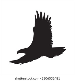 illustration with set of eight crow silhouettes isolated on white background ,black image