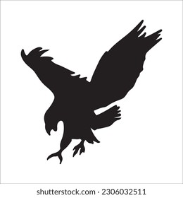 illustration with set of eight crow silhouettes isolated on white background ,black image