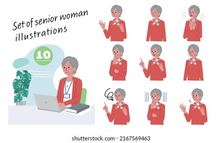 Illustration set of elderly women of various ages