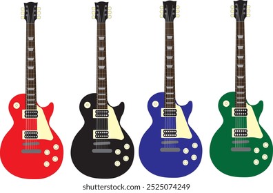 Illustration set of electric guitar in 4 colors