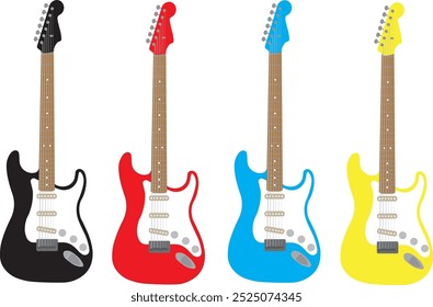 Illustration set of electric guitar in 4 colors