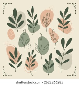 ilustração conjunto elemento de folha floral