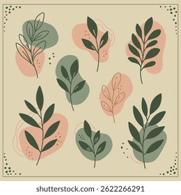ilustração conjunto elemento de folha floral