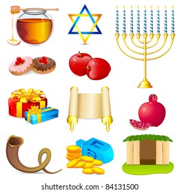 illustration of set of element for hanukkah and chanukah