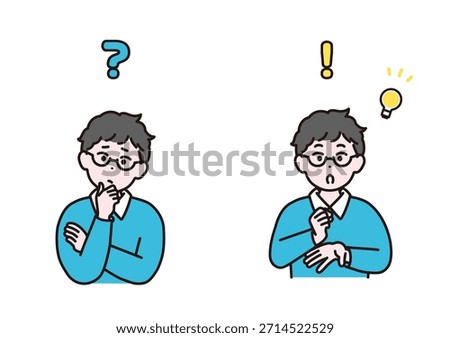 Illustration set of elementary school boys. Inspiration. Worries. I drew it by hand using Adobe Illustrator.