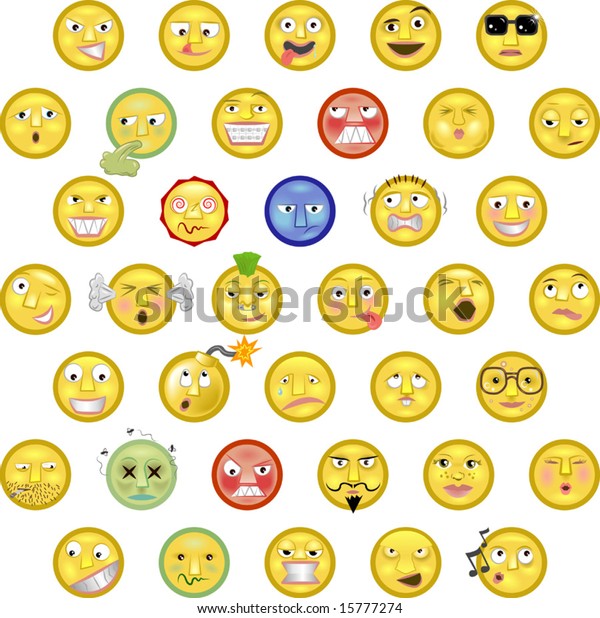 An illustration of a set of emoticon smileys