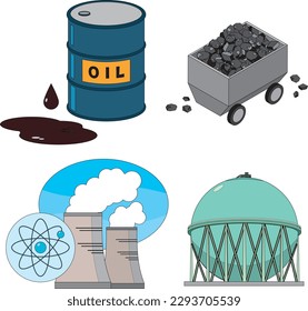 Illustration set of energy resources