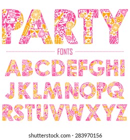 Illustration des englischen Alphabets für Partydesign