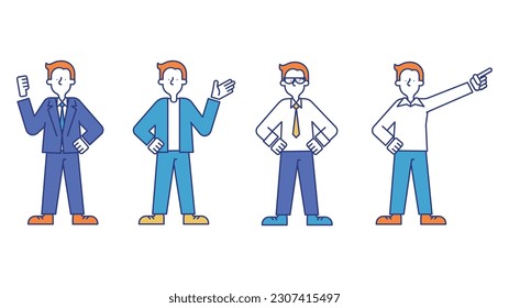 Illustration set F of a male business person.