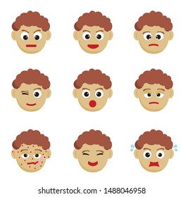 Illustration set of facial expressions of a boy