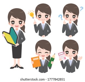 Illustration set of facial expressions of businessman