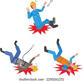 Illustration set of falling workers