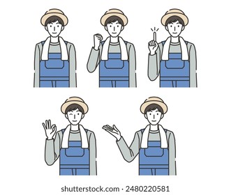 Illustration set of farmer menr
