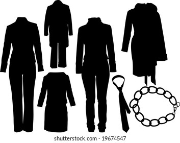 Conjunto de ilustrações de silhuetas de moda