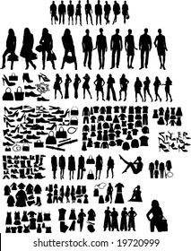 Illustration set of fashion  silhouettes