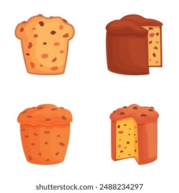 Illustration set featuring four different cartoon bread loaves with a fun and playful vibe