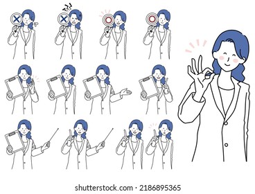 Illustration Set Of Female Doctors Explaining