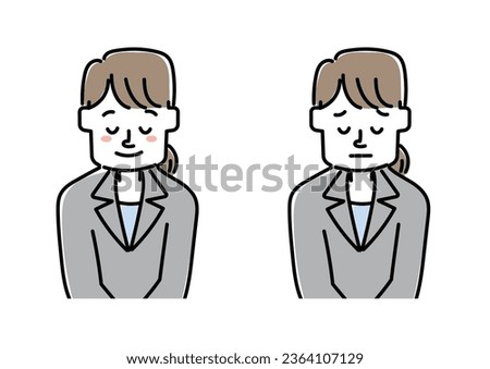  Illustration set of a female office worker bowing