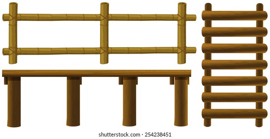 Illustration of a set of fencing and stairs