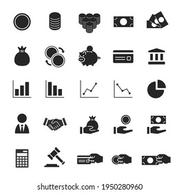 Illustration set of financial icons.