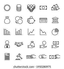 Illustration set of financial icons.