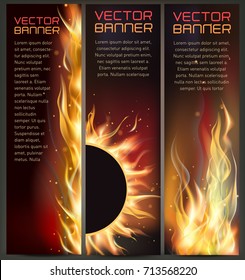 illustration of set of fire flame banner