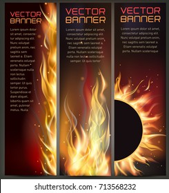Illustration Of Set Of Fire Flame Banner