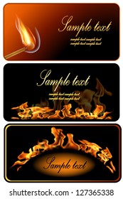 Illustration of set of fire flame banner.Vector  eps 10