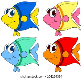 Ilustración de un conjunto de peces