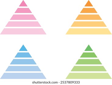 Conjunto de ilustrações da pirâmide hierárquica de cinco estágios