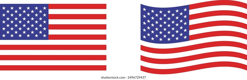 Illustration set of the flag of the United States of America