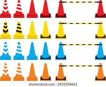 Illustration set of flat design color cone