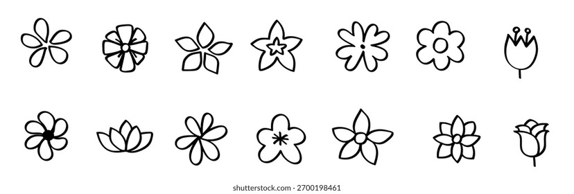 Illustrationssatz Blumensymbole, Vektorgrafik