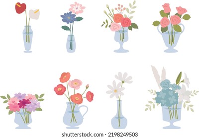 Juego de flores en un jarrón