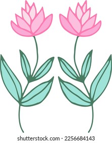 illustration set of flowers. Vector illustration. Hand drawn flowers.