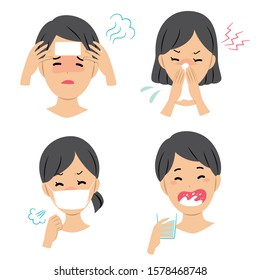 illustration set of flu symptom