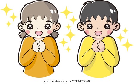 Illustration set of fluttering boys and girls