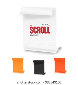 Illustration of Set of Folded Paper Sheets Template. Realistic Vector EPS10 Rolled Page Document Mockup Set Isolated on White Background