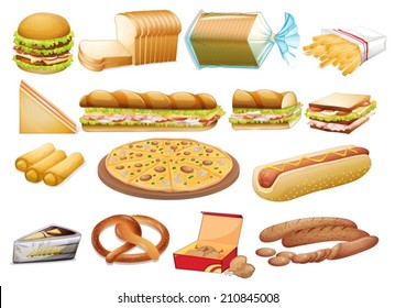 Illustration of a set of food