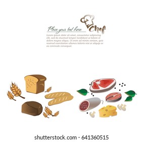 Illustration of set of food