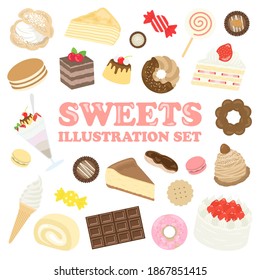 Illustration set of food sweets.